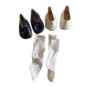Doll shoes 2” Black with Buckle and Slip-on White With Socks